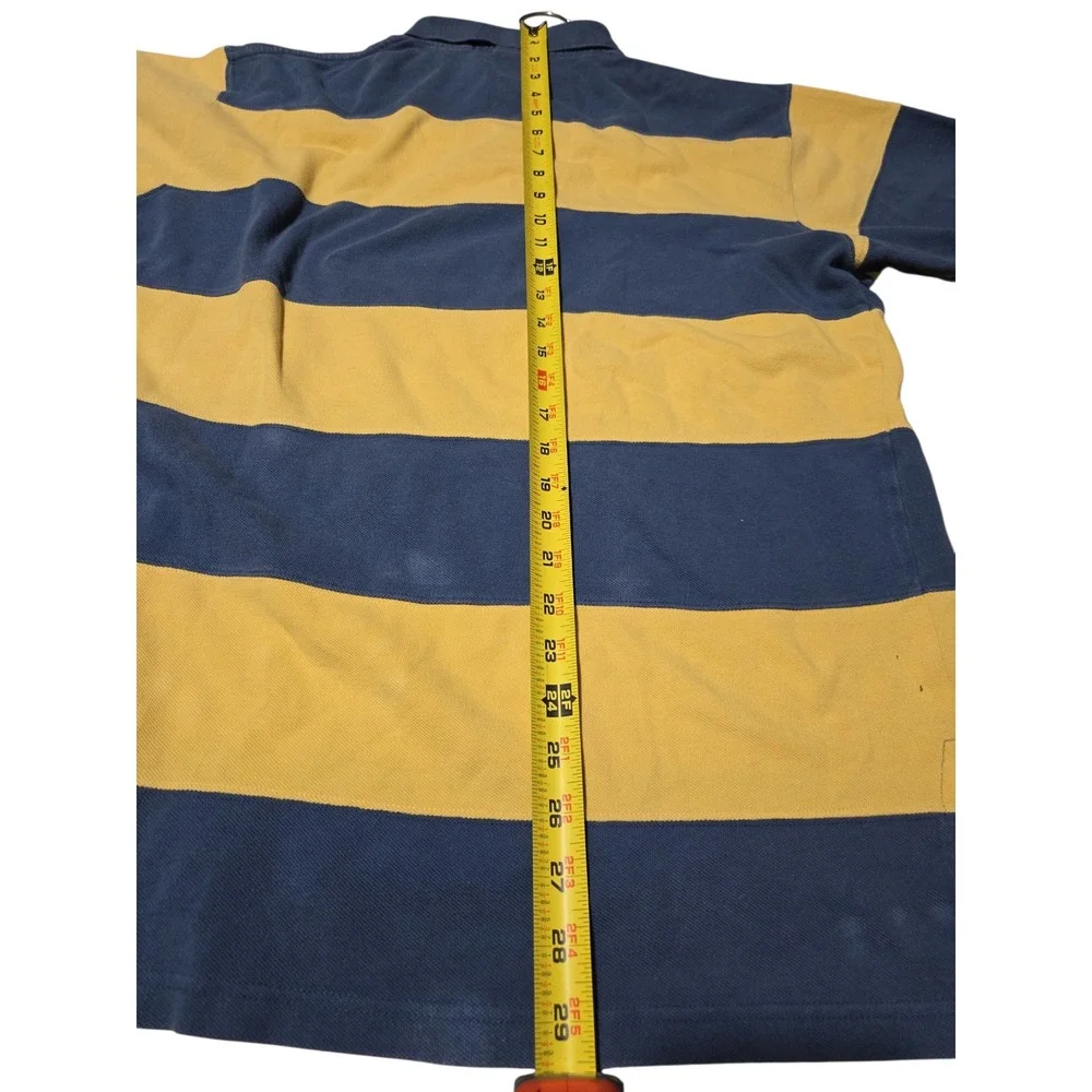 Polo Ralph Lauren Mens Blue Yellow Striped‎ Short Sleeve Cotton Polo Shirt L